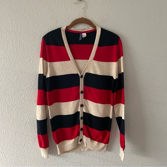 H&M Divided Striped Cardigan Bold U.S.A. OverSized small - Picture 1 of 6